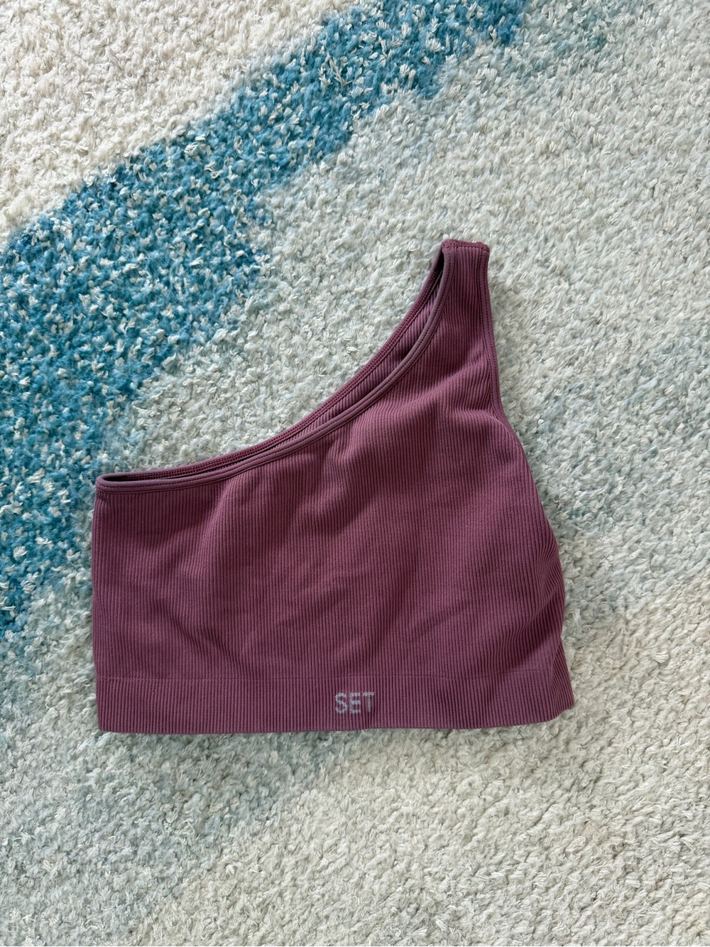 SET active One-Shoulder Ribbed Sports Bra in Mauve